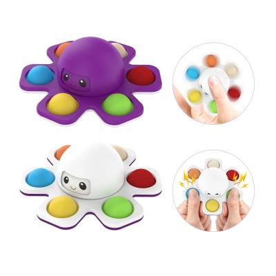 China Eco-friendly 3IN1 Flip Octopus Poppit Toy Fidget Spinner Toys Anti Effort Hand Fingertip Gyro Push Bubble Noise Change Face Poppit Toy Sensory for sale