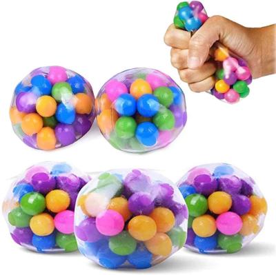 China Colorful TPR Squeeze Ball Toy DNA Beads Relieve Stress Hand Exerciser Tool For Kids Adults Random Color for sale