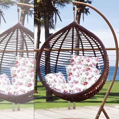 China Contemporary Outdoor Hanging Rattan Egg Chair Swing Egg Chairs With Stand Garden Egg Chairs for sale