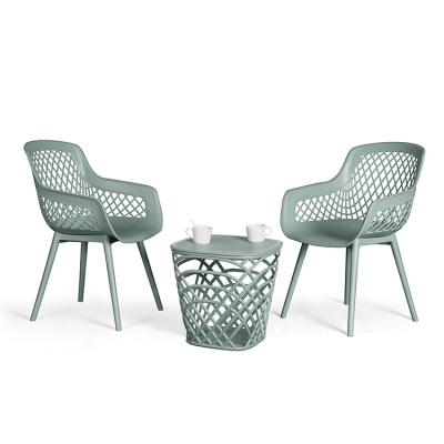 China Modern 3pcs All Plastic Chat Set Table And Chair Set Outdoor Patio Furniture for sale