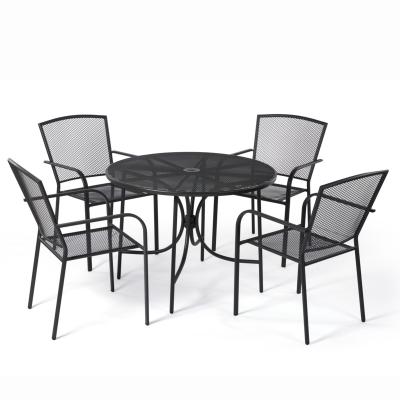 China 5pcs Modern Steel Net Chat Table And Chair Set Outdoor Garden Furniture for sale