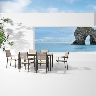 China Modern 7pcs aluminum. Expandable Outdoor Dining Set Patio Garden Furniture Set for sale