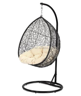 China Modern Outdoor Egg Shape Steel Rattan Swing Hanging Chair for sale