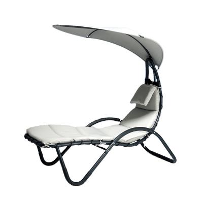 China Outdoor Leisure Style Poolside Unique Patio KD Design Outdoor Steel Chaise Lounge With Cushion Cozy Sofa Dream Bed With Canopy for sale