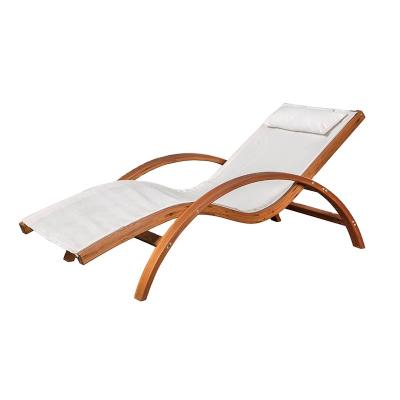 China Traditional Wooden Outdoor Lounge Garden Day Bed Pool Lounger Patio Furniture for sale