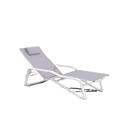 China Beach All Weather Outdoor Poolside Outdoor Sling Fabric Chaise Lounge Adjustable Relax Lounge Aluminum Chair for sale