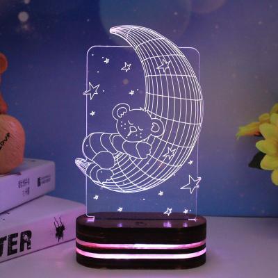 China Modern Custom Photo Creative 3D Illusion Lamp Children Room Desk Table Base USB LED Acrylic Lamp Night Lights for sale