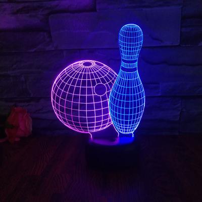 China Pretty New Bedroom Visual Touch Charging Colorful Acrylic 3D Illusion Atmosphere Gift Lamp Bowling Ball LED Night Lights for sale