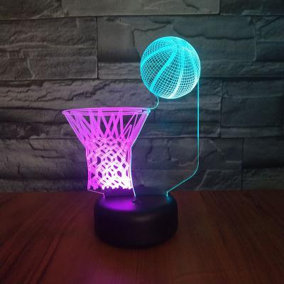 China Pretty New Creative Bedroom Colorful Contact Charging Illusion3D Gift Light Basketball Box LED 3D Night Lights for sale