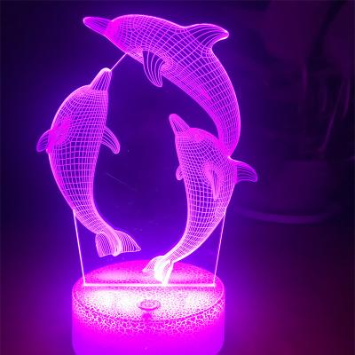 China Creative Jellyfish Shark Lamp Bedroom Table Acrylic USB Touch Dimming Led 3D Baby Sleep Bedroom Bedside Lamp Night Lights for sale