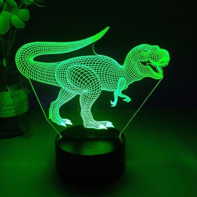 China Modern Kids Gifts 7 Color Touching RGB 3D Dinosaur Night Light Table Lamp 3D Changing Illusion LED Lamps for sale