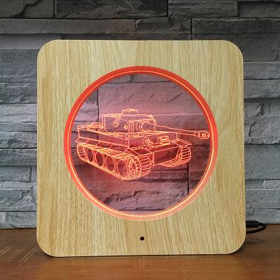 China Creative Romantic 3D Night Light Wood Visual Frame Photo Frame Bedroom Tank Grain Gift Bedside Lamp Led Table Lamp for sale