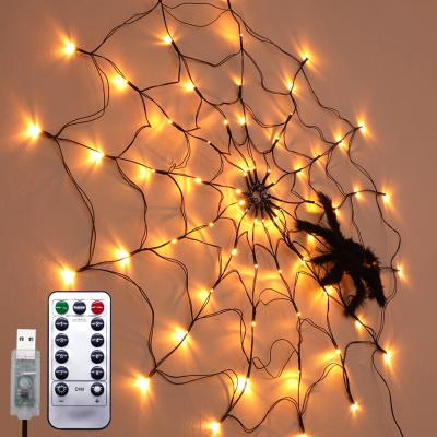 China LED ON-OFF Lantern Spider Web Light Distribution Spider Room Atmosphere Halloween Decoration Funny Light 1 Meter for sale