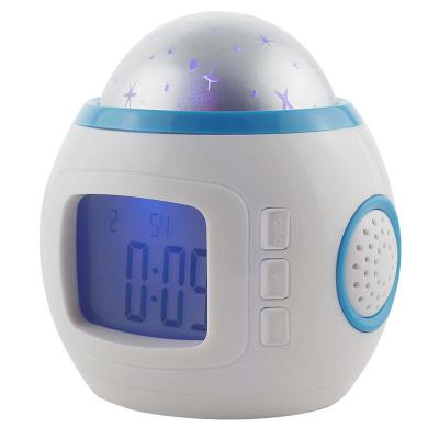 China Colorful Creative Multifunctional Projector Starry Electronic Calendar LED Music Bedroom Sky Night Light Clock for sale