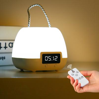 China Creative Remote Control Bedroom Night Light Led Mother Baby Night Powering Light Kid's Bedroom Lamp USB Charging Desk Lamp With Clock for sale