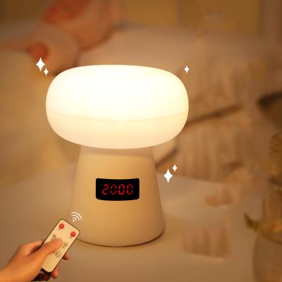 China Bedroom Cloud Mushroom USB Clock Night Light Sleep Timer Bedside Lamp Remote Control Alarm Clock for sale