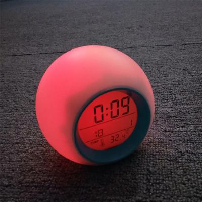 China Pretty New Bedroom Kids Alarm Clock 7 Color Night Light For Boys Girls Display Time Date Temp Alarm Night Lights for sale