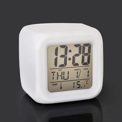 China Multifunctional Perpetual Colorful Changing Cube Calendar LED Music Alarm Clock Night Lights On Bedroom Gift Promotion for sale