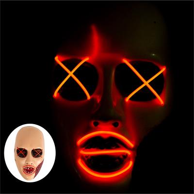 China Wholesale High Quality Cheap Price Bald LED Light Disguise Cosplay Praise Glowing Glowing Luminous Horror Halloween Party Bald Mask for sale