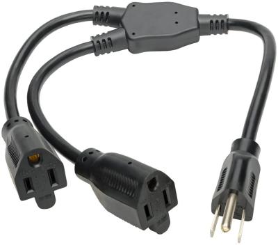 China 2x Construction Power Extension Cord Y Splitter Cable 13A 16AWG NEMA 5-15P to NEMA 5-15R for sale