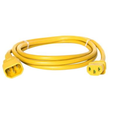 China Yellow Construction 14AWG Computer Power Cord Extension C14 to PDU C13 Style Computer Power Extension Cable for sale