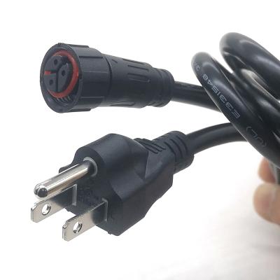 China M16 3PIN Industrial Waterproof Cable SJT 3C 16AWG USA 3PIN NEMA 5-15P Power Cord For Outlet Indoor Door Led Electrical Equipment Connection for sale