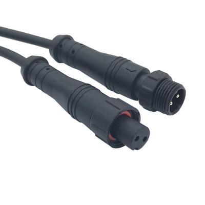 China Black Power M8 2pin Male To Female Socket Waterproof Connector For LED Lighting Outdoor Cable for sale