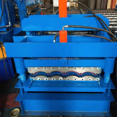 China High Speed ​​Glazed Hotels Rib Step Tile Roofing Sheets Deep Cold Making Roll Forming Machine for sale