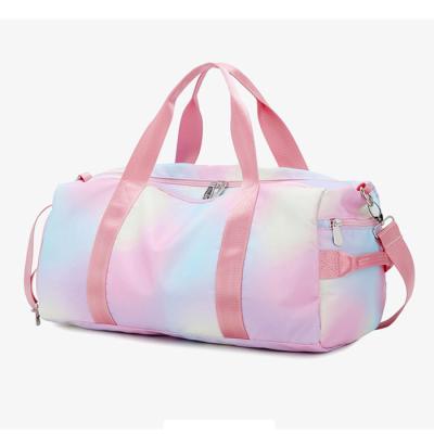 China Fashion Guangzhou Factory Wholesale Large Capacity Sports Travel Shoulder Bags Gym Bag For Girls Ladies Rainbow Pink Glitter Duffel Bag for sale