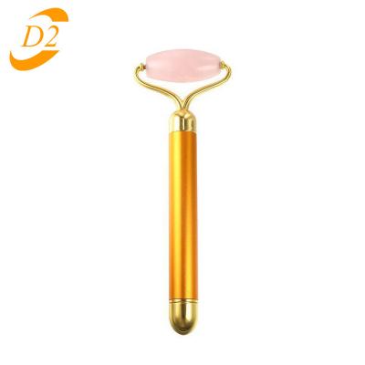 China Electric Vibrating Natural Eye Rose Quartz Jade Roller Wrinkle Remover Face Lifting Skin Tighten Dark Circle Removal Beauty Massager Tool for sale