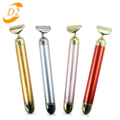 China Wrinkle Remover 24k Gold Color Vibration Slimming Face Rolling Facial Massager Lifting Cheeks Anti Aging Slim Wrinkle Machine Face Lift Stick for sale