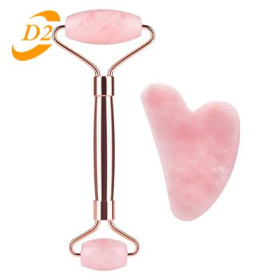 China Wholesale Jade Stone Facial Massage Face Lift Roller For Natural Thin Face Lift Beauty Massager Slimming Tool Roller Gua Sha Scraper Set for sale