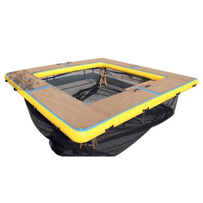 China PVC+Drop Stitch Inflatable Sea Swimming Pool With Net for sale