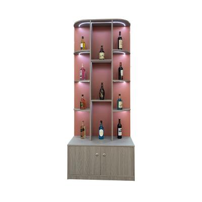 China Supermarkets Double Sided Wine Show Rack Multi-Function Wooden Frame Display Rack Shelf Display Cabinet for sale