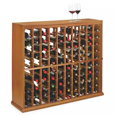 China Popular Wooden Standing Stackable Cabinet Stocked Kit Display Racks 100 Bottle Countertop Wine Shelf Storage Red Wine Rack For Wine for sale