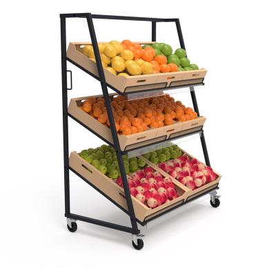 China Modern Supermarket Shelf Simple Fruit Vegetable Island Fruit Shop Display Rack Gondola Storage Rack for sale