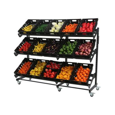 China 2000mm Single Sided Movable Fruit and Vegetable Show Shelf Designs Supermarket Shelve Gondola Shop Display Racks for sale