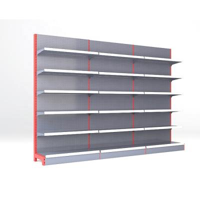 China Gray Steel Metal Display Shelves Single Sided Grocery Supermarket Metal Shelf for Market for sale