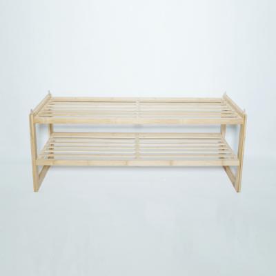 China Storage Made in China Top Quality Natural Two Tier Storage Bamboo Shoe Rack for sale