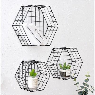 China Wall Mounted Wall Storage Shelf Shelves Floating Hexagon Shelf for sale