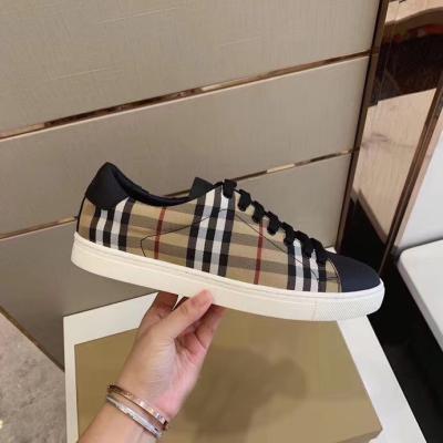 China Fashion Trend British Luxury Brand Bur&berry Classic Men's Casual Leather Sneakers 1MOQ Men's Shoes Custom for sale