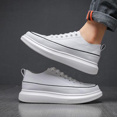 China 2021 Trend Men's High Quality Sneakers Genuine Leather Luxury White Sneakers Increasing Men's Casual Shoes for sale