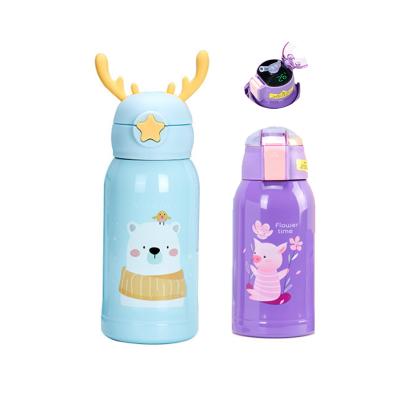 China LED Display Thermos Stainless Steel Kid Viable Water Bottle with Straw Vacuum Flasks for sale