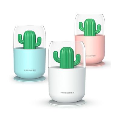 China Coloful Colorful Night Light Bedroom Mute Lights Ultrasonic Cactus Desktop Nano Spray USB Mini Air Humidifier for sale