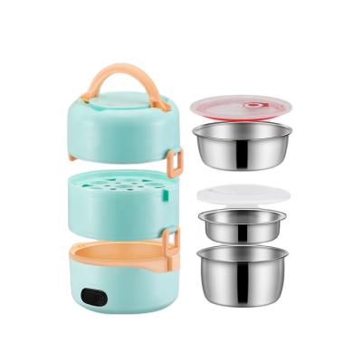 China Portable Multi-Layer Food Container Bento Stainless Steel Electric Rice Cooker Heating Bowl with Handle for sale