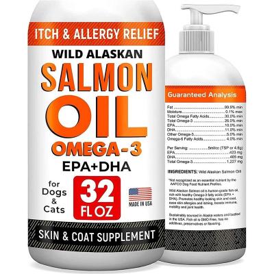 China Health Proctect Wild Alaskan Salmon Oil For Dogs And Cats 100% Pure Fish Oil Liquid Food Skin Coat Dog Shedding Supplements Joints, Immune System for sale