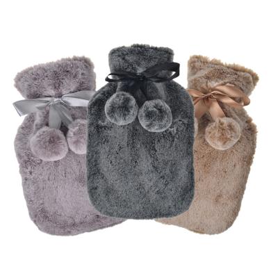 China Factory direct sales FLANNEL super soft plush blanket with pom pom, high quality hot water bag with blanket for sale