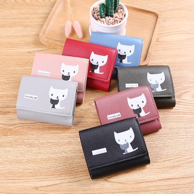 China New Waterproof Fashionable Button Small Purse Holder Travel Credit Card Leather Wallet For Women Lady Wallet Pu Leather Wallet Cash Shorts for sale