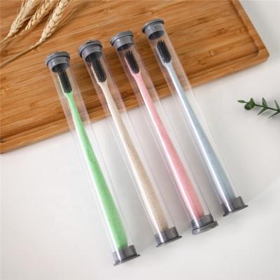 China Nature Friendly Eco Friendly Wholesale Travel Charcoal Toothbrush Biodegradable Wheat Straw Toothbrush for sale