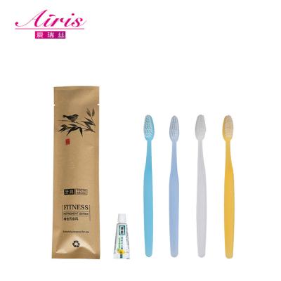 China Bamboo/PP/TPE Hotel Disposable Toothbrush Biodegradable Toothbrush For Hotel Amenity Sets for sale